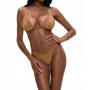 NEW FRANKIES BIKINIS nick suede top in sunkissed suede